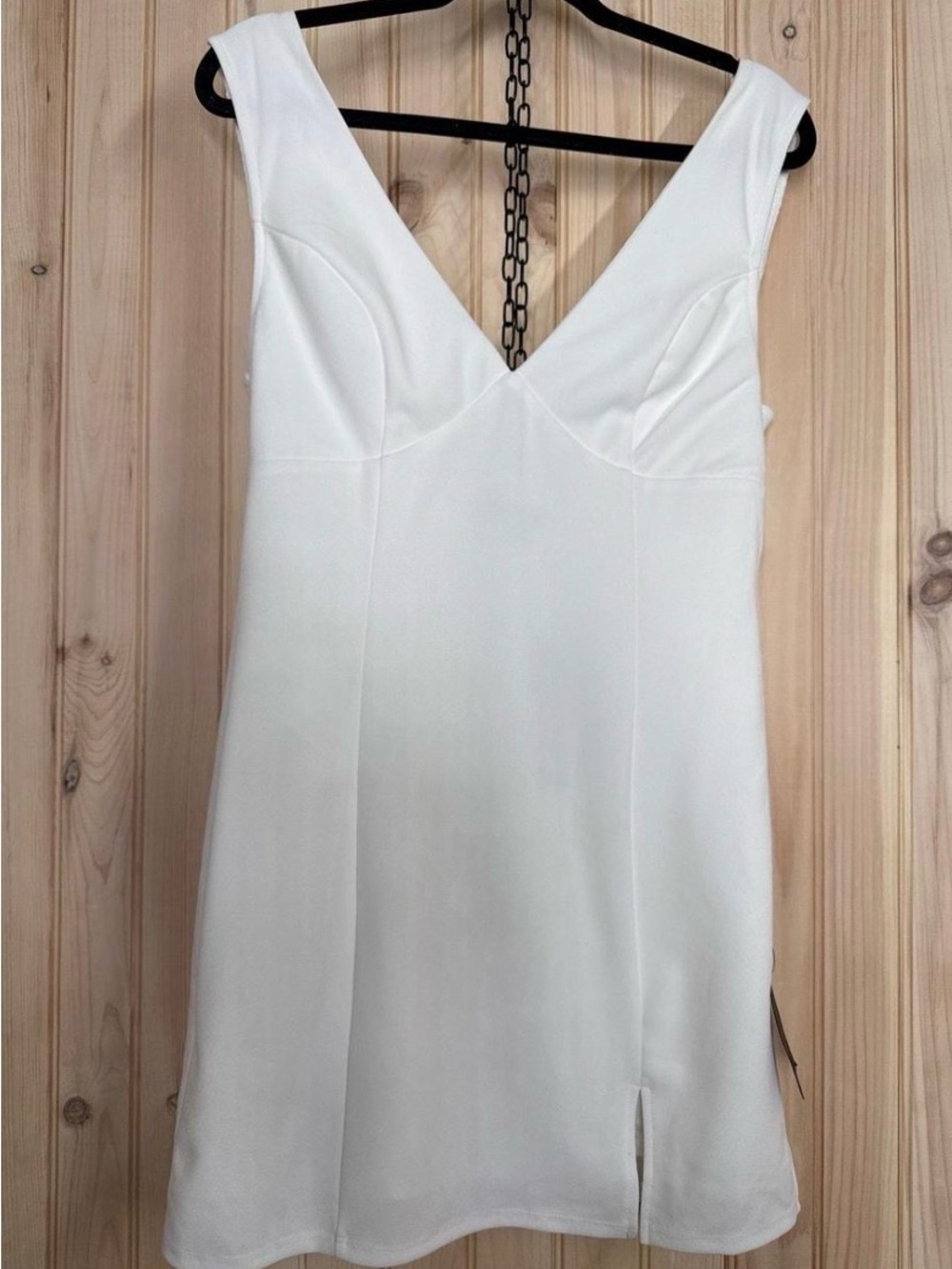 Lulus White V-Neck & Cowl Back Mini Dress
